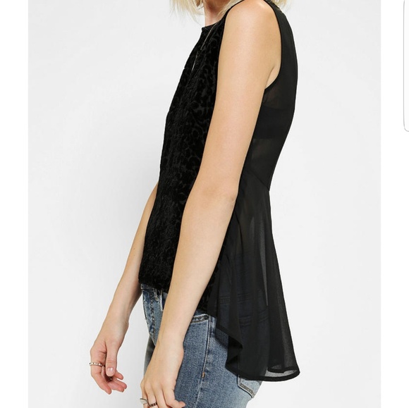 Staring at Stars Tops - Gorgeous hi-lo black velvet burnout sleeveless dressy top tunic XS